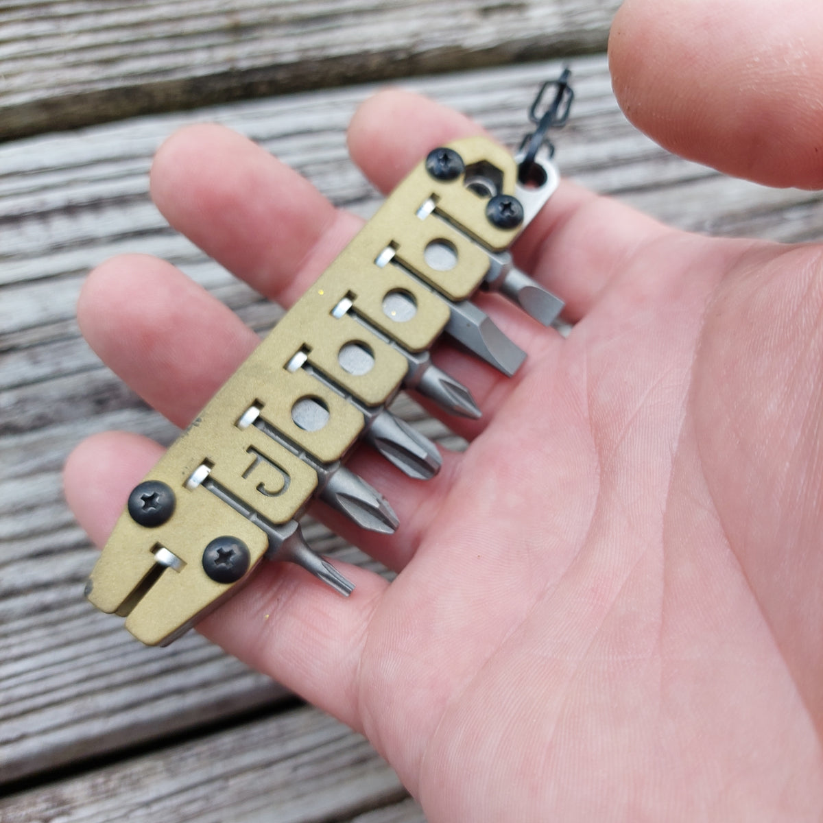 TD Magnetic Driver Combo Bit Storage Organizer Keychain - Brass Covers