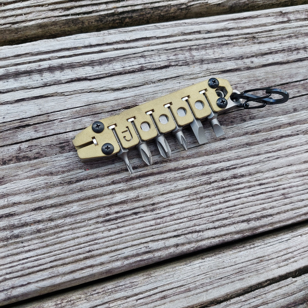 TD Magnetic Driver Combo Bit Storage Organizer Keychain - Brass Covers
