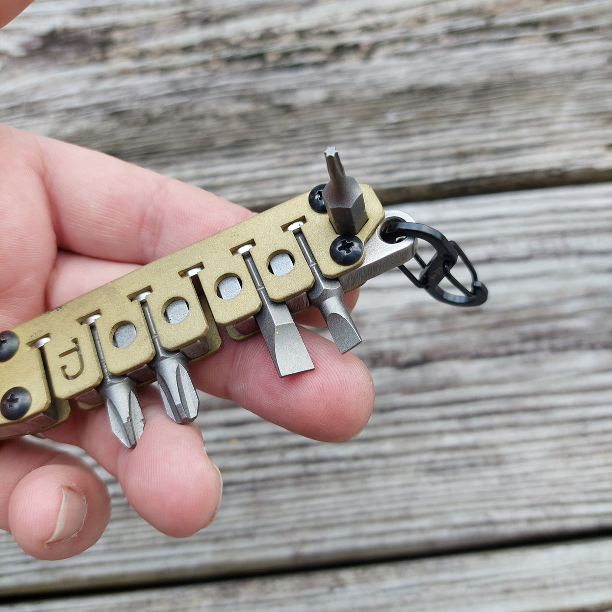 TD Magnetic Driver Combo Bit Storage Organizer Keychain - Brass Covers