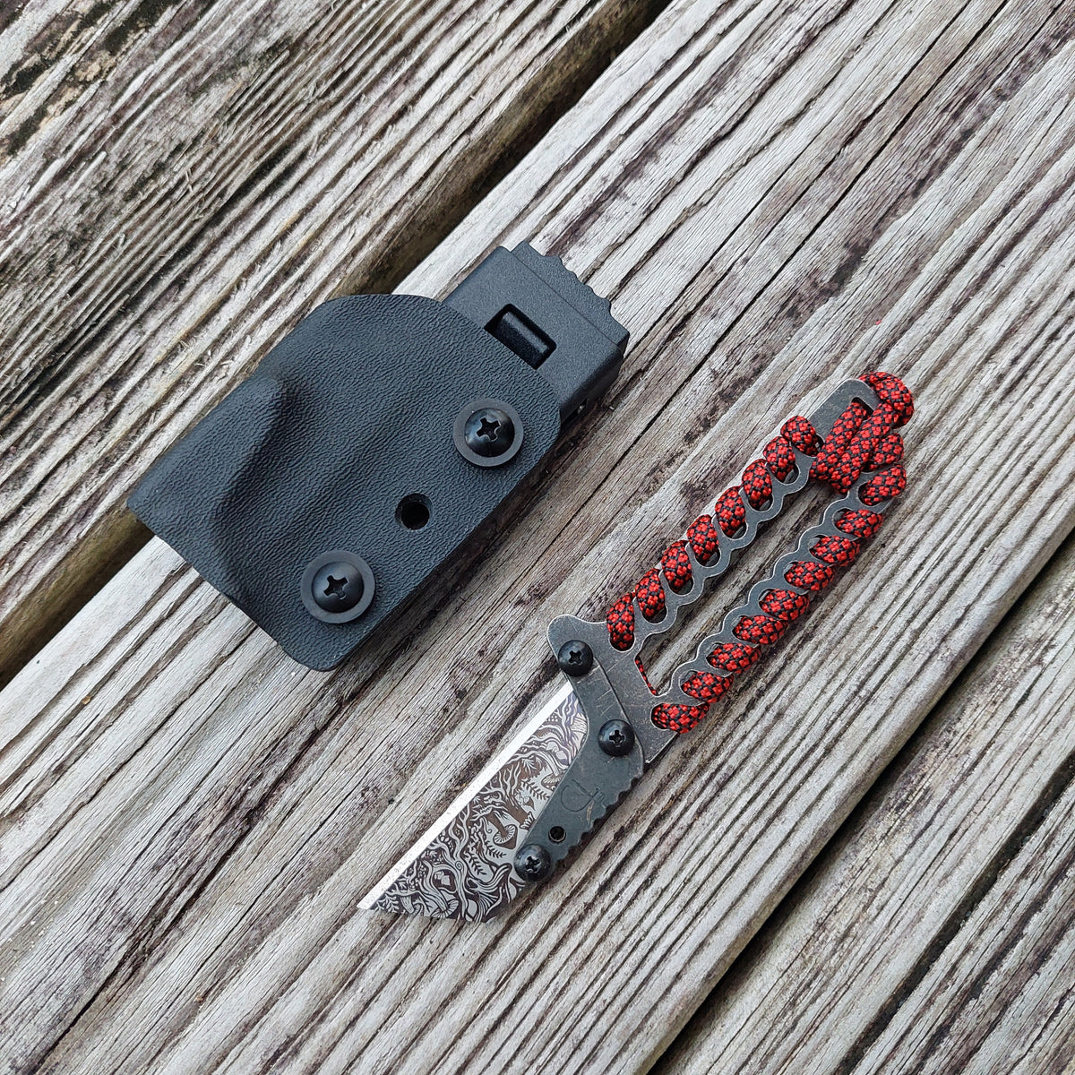 Teale Designs Tools  Mini Fixed Utility Knife - Red Paracord