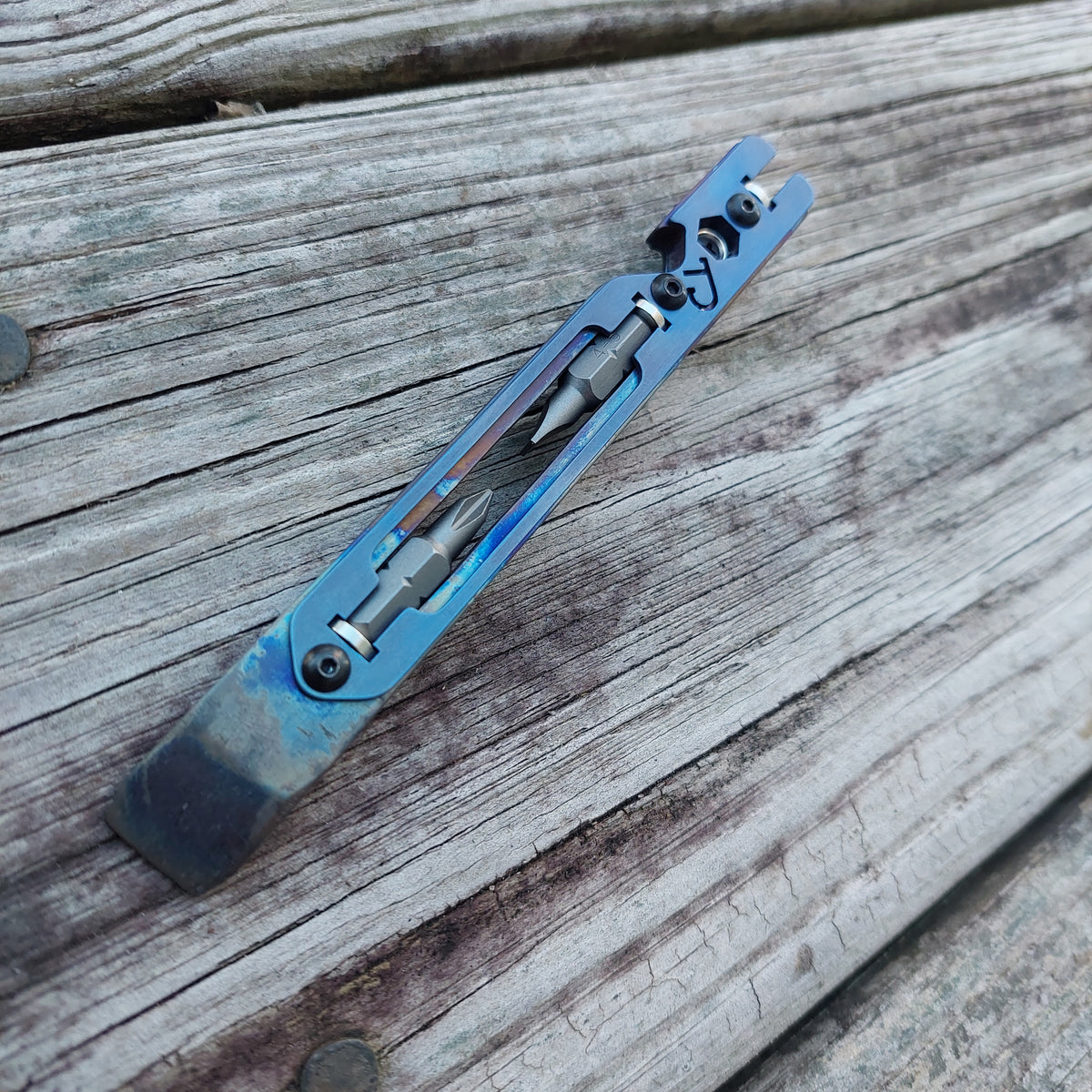 TD Tools Pen Bandless Titanium Magnetic Drive Pry (MDP) - Flamed Blue Ano