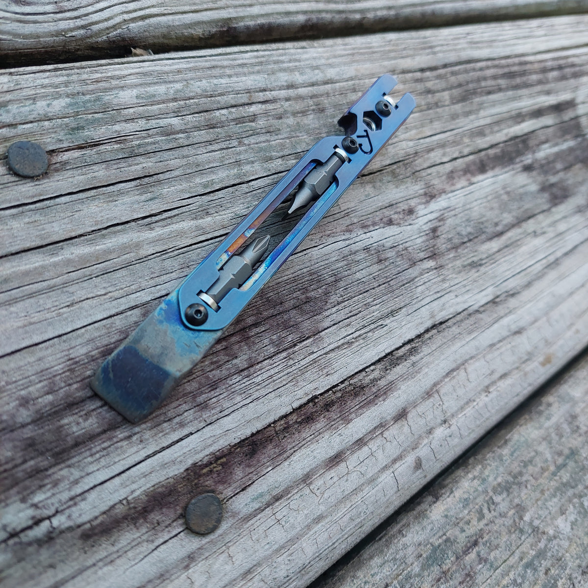 TD Tools Pen Bandless Titanium Magnetic Drive Pry (MDP) - Flamed Blue Ano