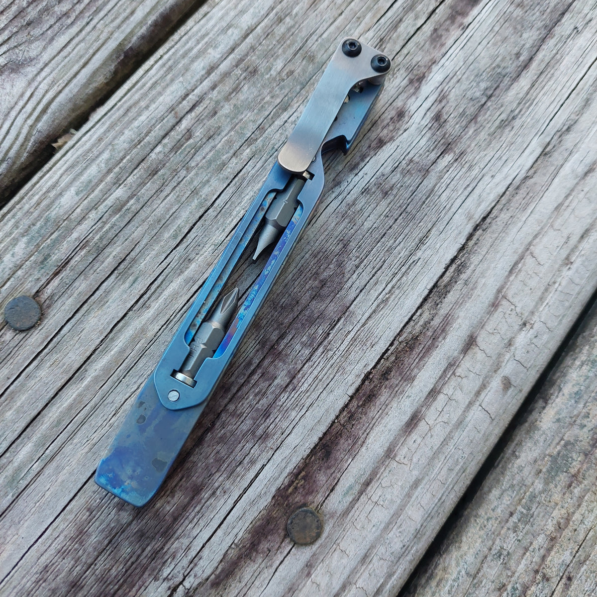 TD Tools Pen Bandless Titanium Magnetic Drive Pry (MDP) - Flamed Blue Ano