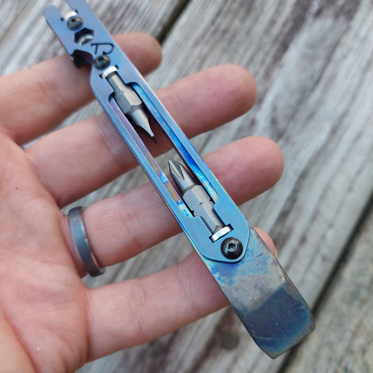 TD Tools Pen Bandless Titanium Magnetic Drive Pry (MDP) - Flamed Blue Ano
