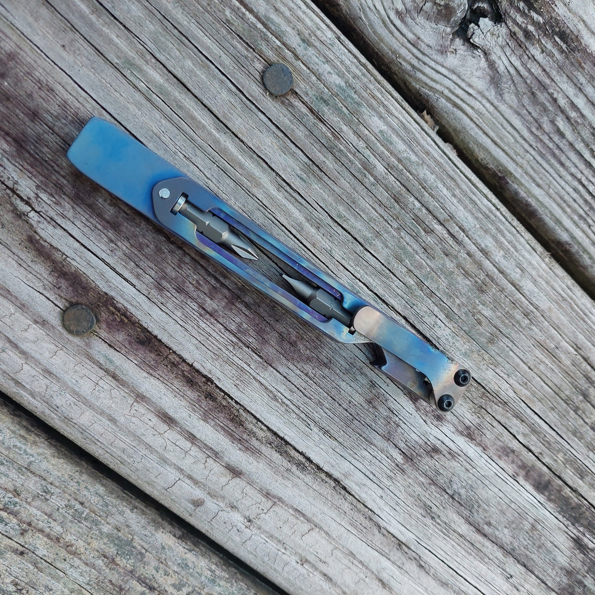 TD Tools Pen Bandless Titanium Magnetic Drive Pry (MDP) - Blue Ano Flamed