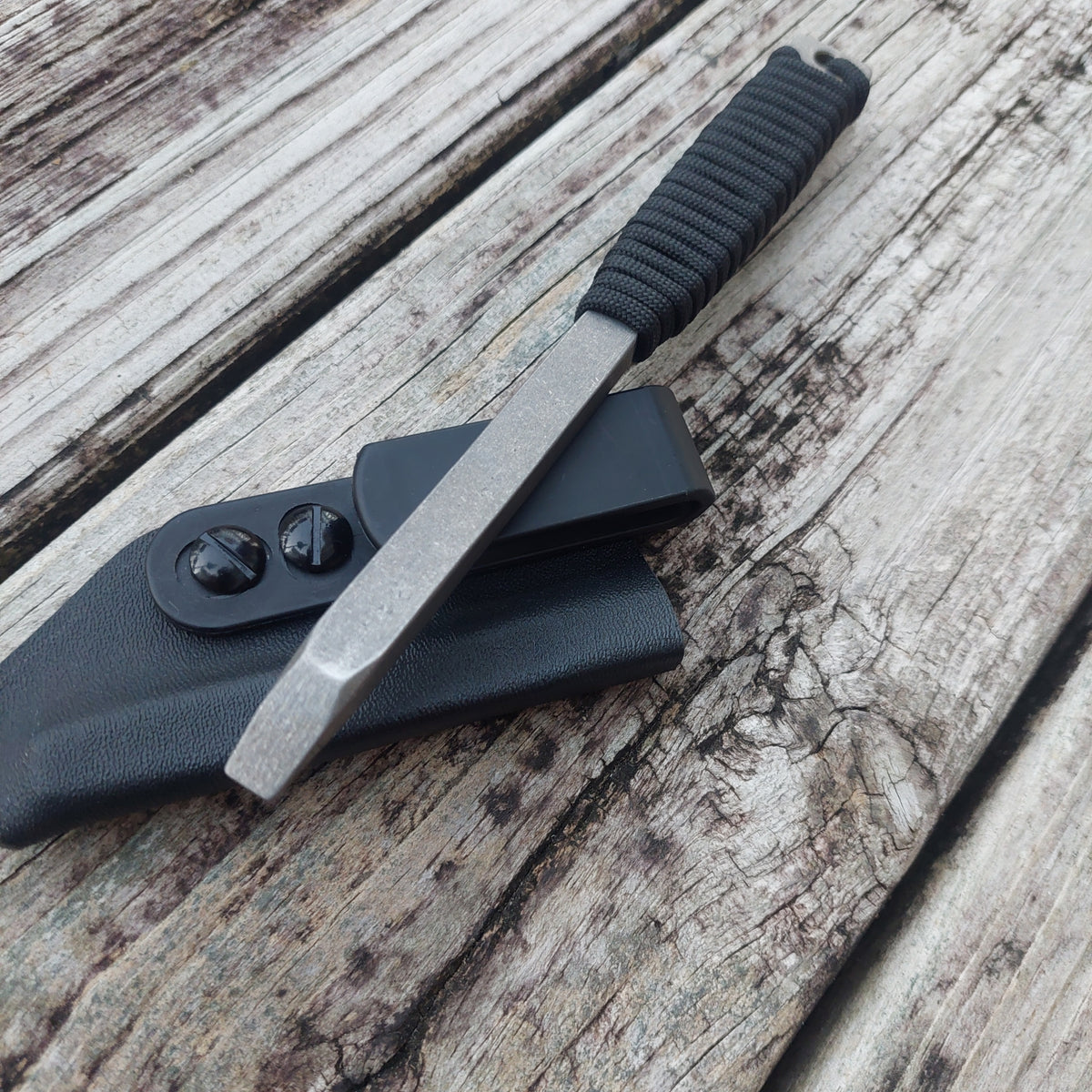 Tactical Flathead Prybar Screwdriver Breacher with IWB Kydex Holster -Raw Ti