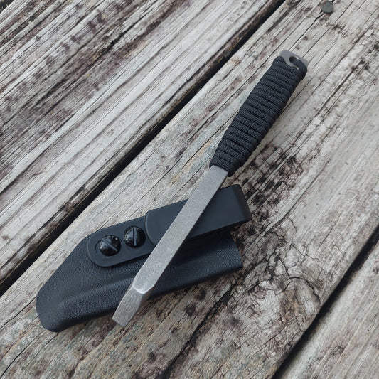 Tactical Flathead Prybar Screwdriver Breacher with IWB Kydex Holster -Raw Ti