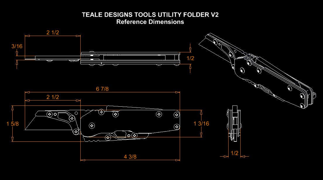 Teale Designs Tools Utility Folder - Stainless Bead Blasted Skulls