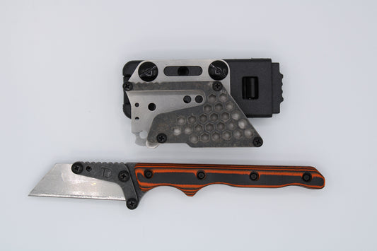 TD Tools Slim Fixed Utility Knife - Orange Black Contoured G10 Tumbled Black Oxide
