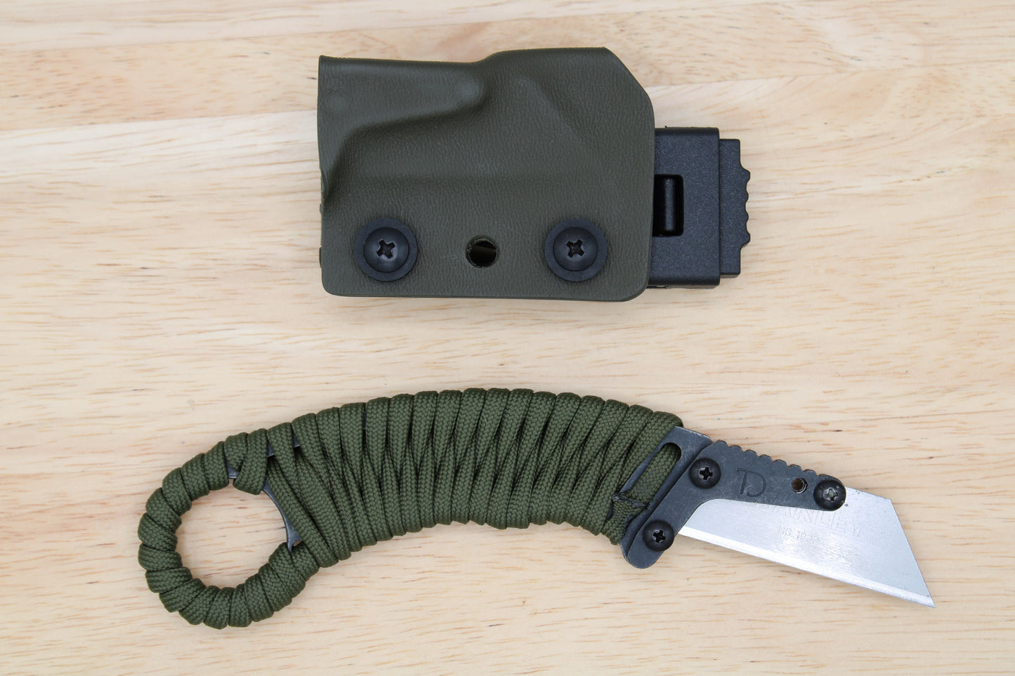 TD Tools Para-K.U.K OD/Black Oxide - Fixed Blade Paracord Karambit Utility Knife Kydex Sheath