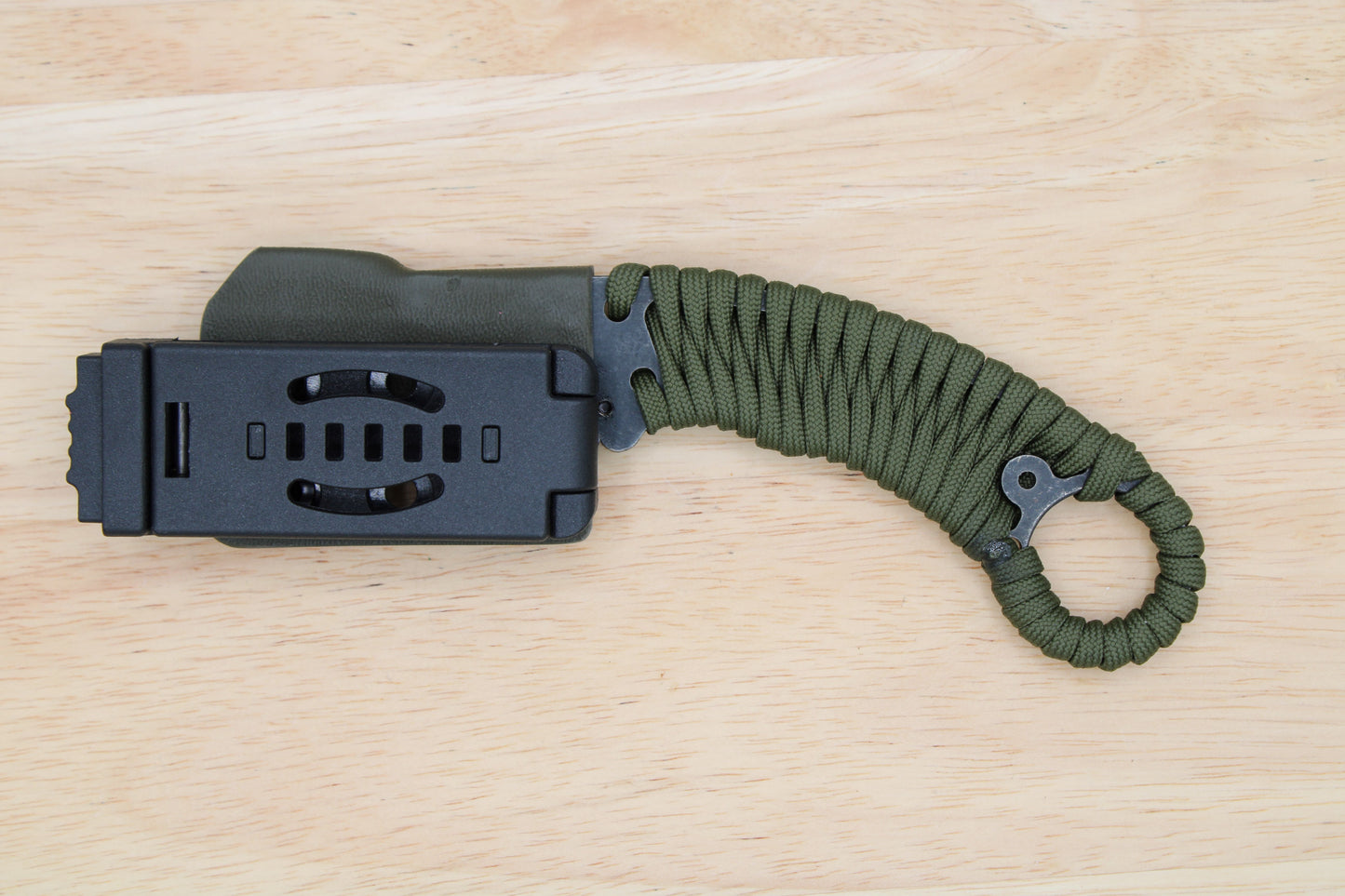 TD Tools Para-K.U.K OD/Black Oxide - Fixed Blade Paracord Karambit Utility Knife Kydex Sheath