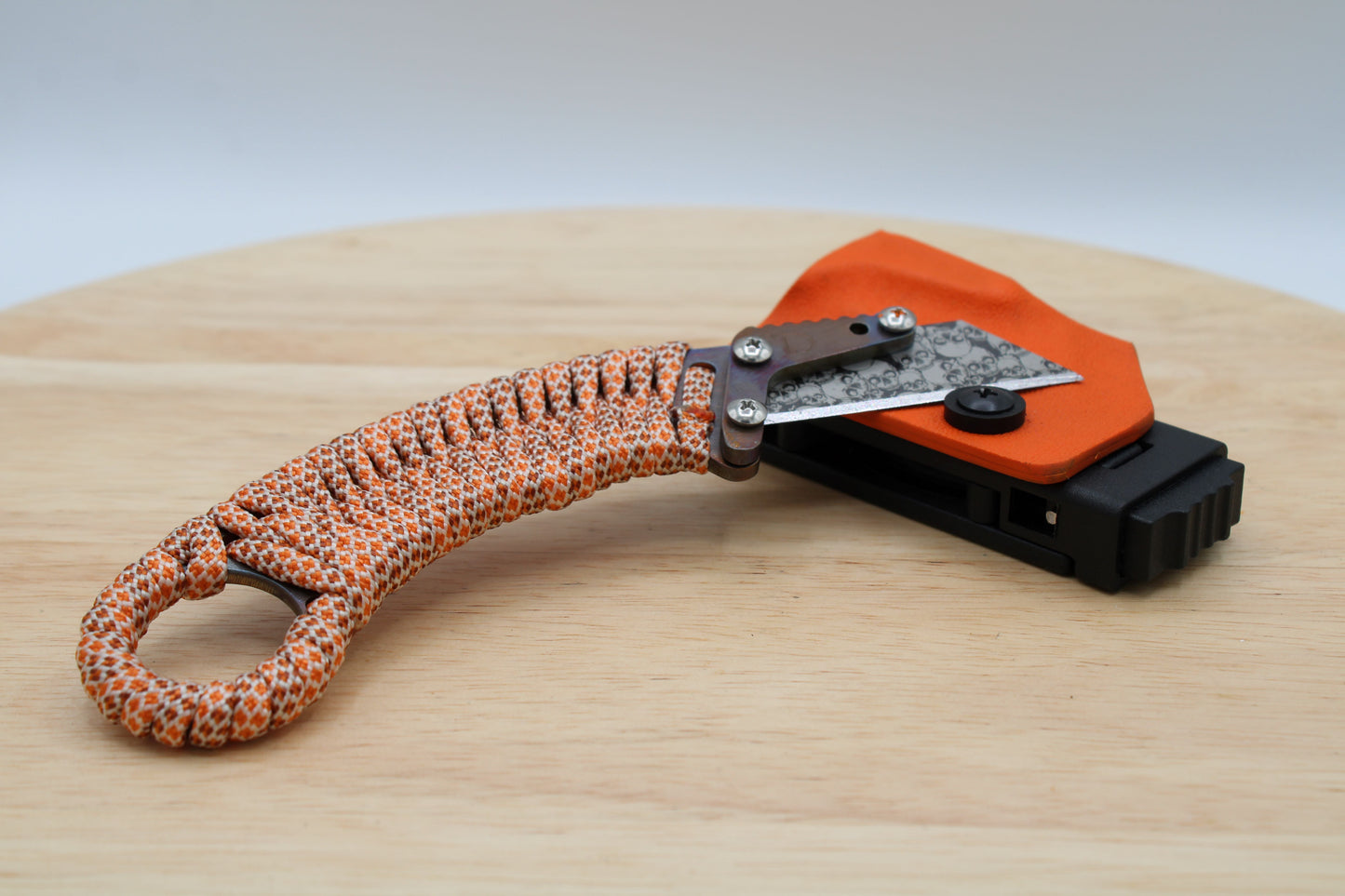 TD Tools Para-K.U.K - Fixed Blade Paracord Karambit Utility Knife Kydex Sheath - Autumn Orange