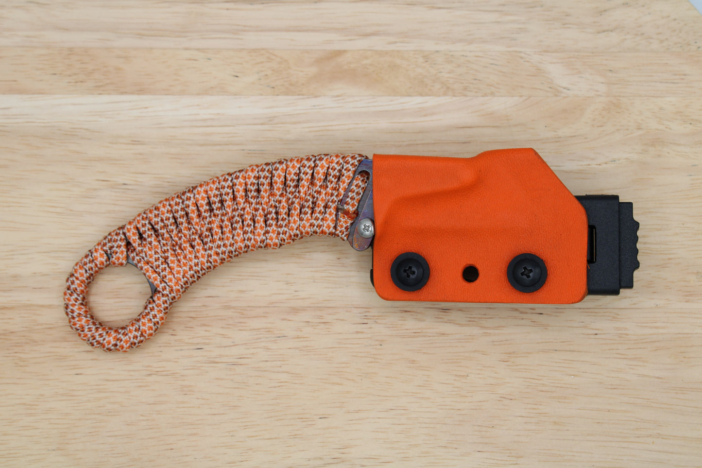 TD Tools Para-K.U.K - Fixed Blade Paracord Karambit Utility Knife Kydex Sheath - Autumn Orange