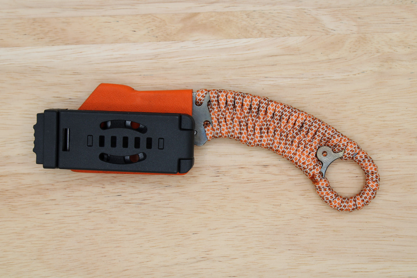 TD Tools Para-K.U.K - Fixed Blade Paracord Karambit Utility Knife Kydex Sheath - Autumn Orange