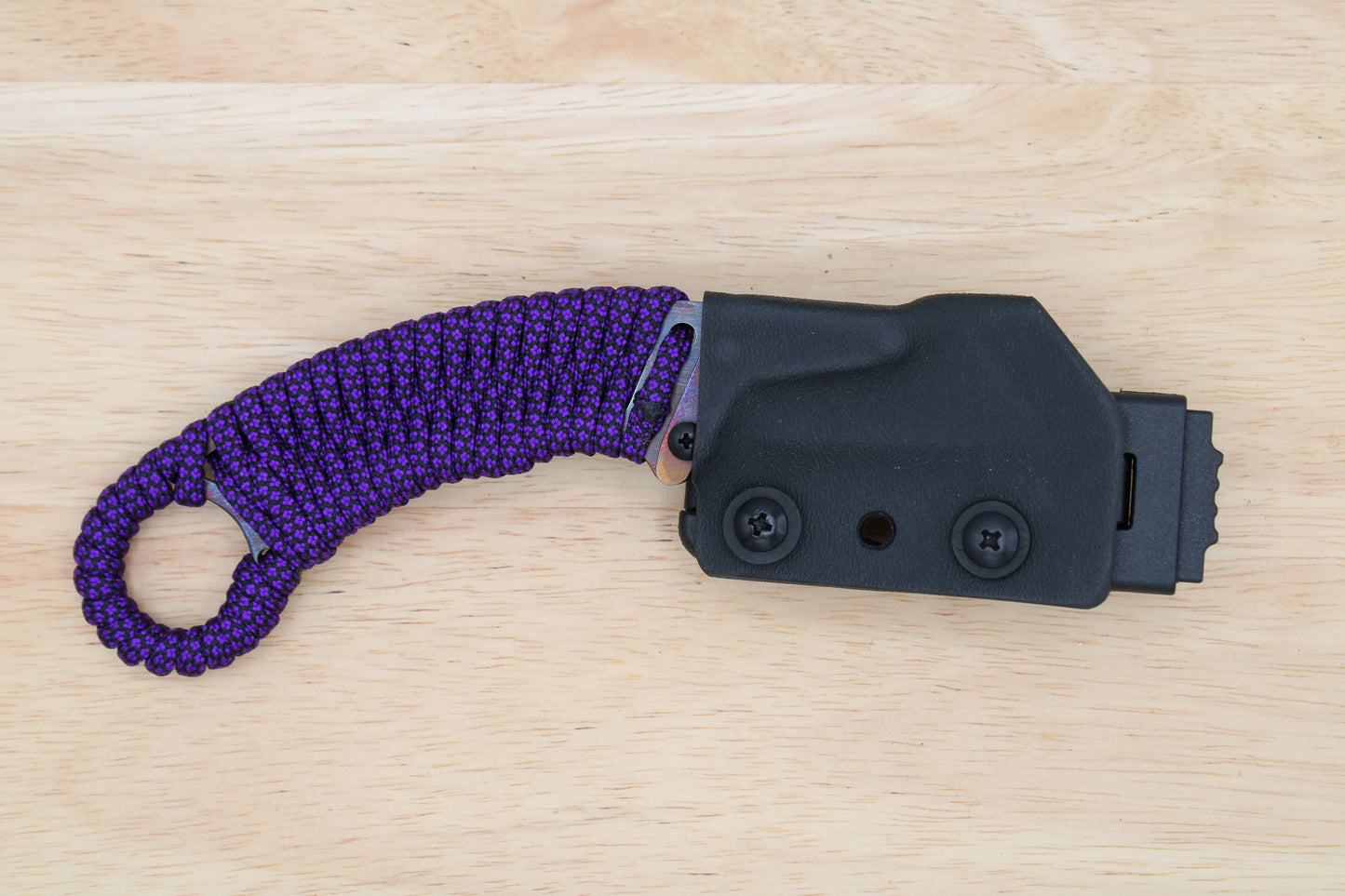 TD Tools Para-K.U.K - Fixed Blade Paracord Karambit Utility Knife Kydex Sheath - Purp Diamonds