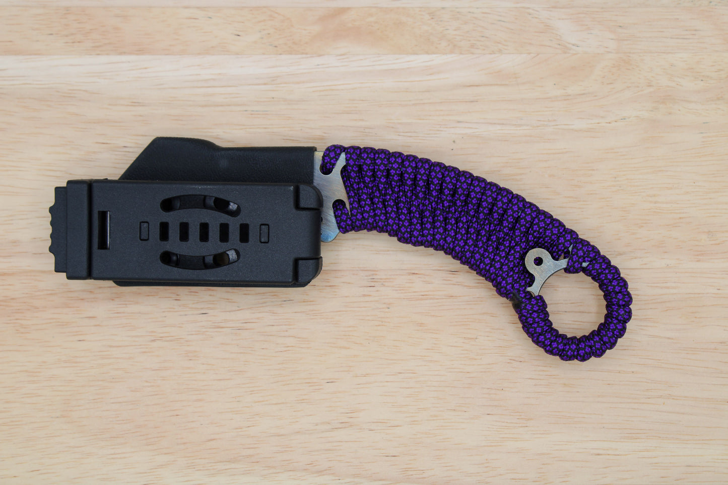 TD Tools Para-K.U.K - Fixed Blade Paracord Karambit Utility Knife Kydex Sheath - Purp Diamonds