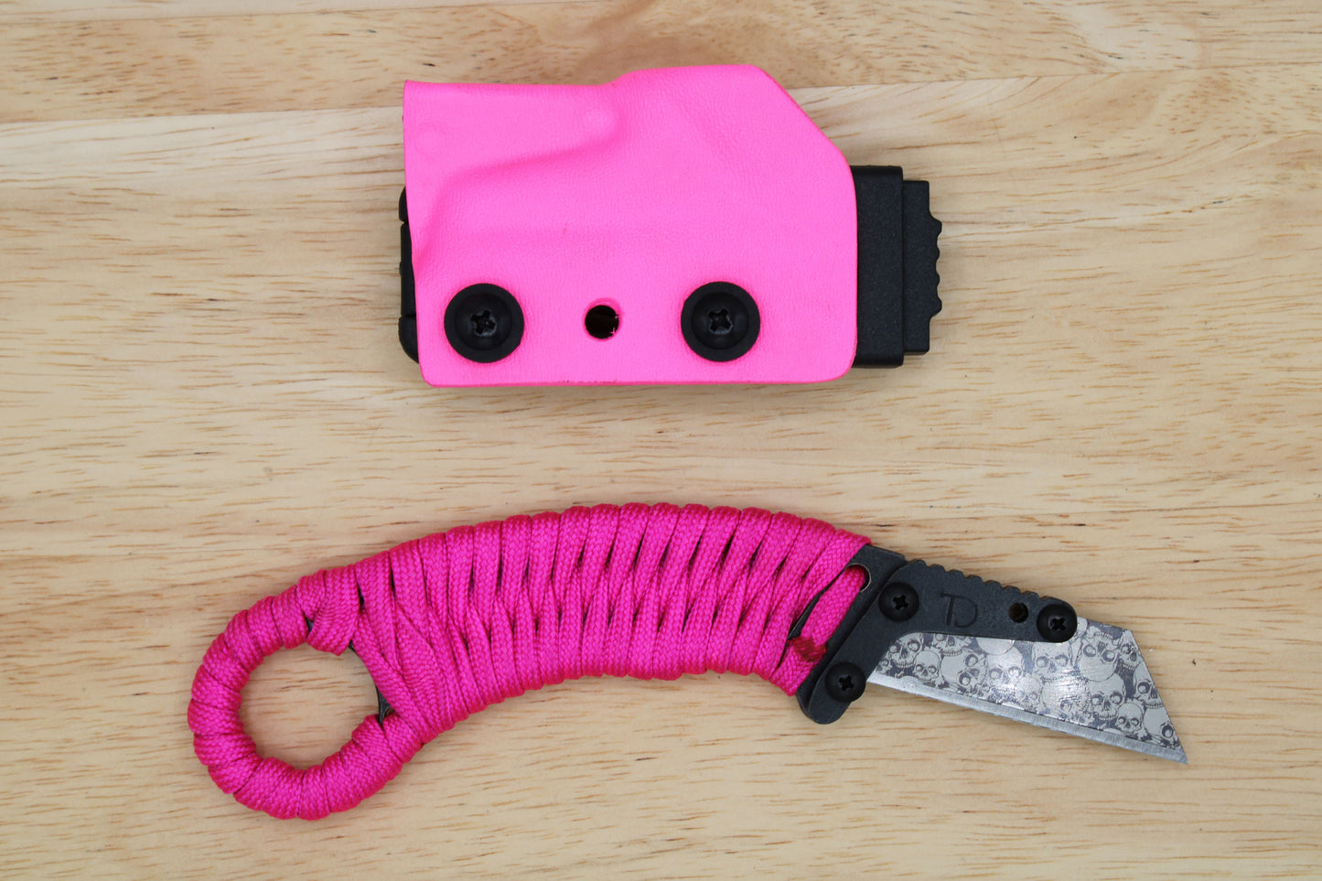 TD Tools Para-K.U.K - Fixed Blade Paracord Karambit Utility Knife Kydex Sheath - Pink