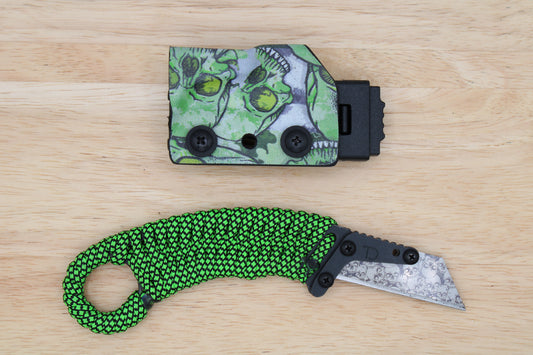 TD Tools Para-K.U.K - Fixed Blade Paracord Karambit Utility Knife Kydex Sheath - Zombie Green