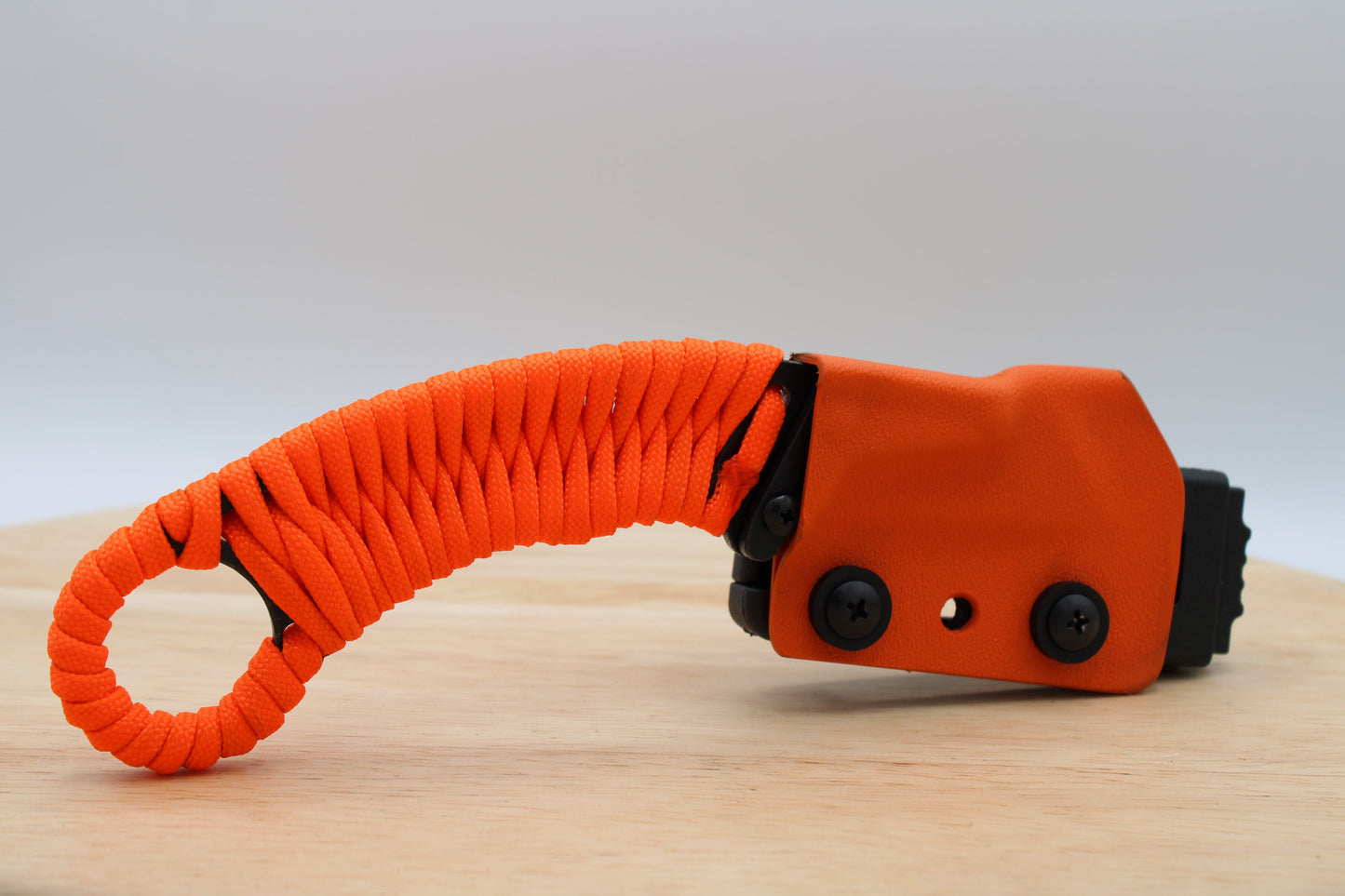 TD Tools Para-K.U.K - Fixed Blade Paracord Karambit Utility Knife Kydex Sheath - Orange Black Oxide