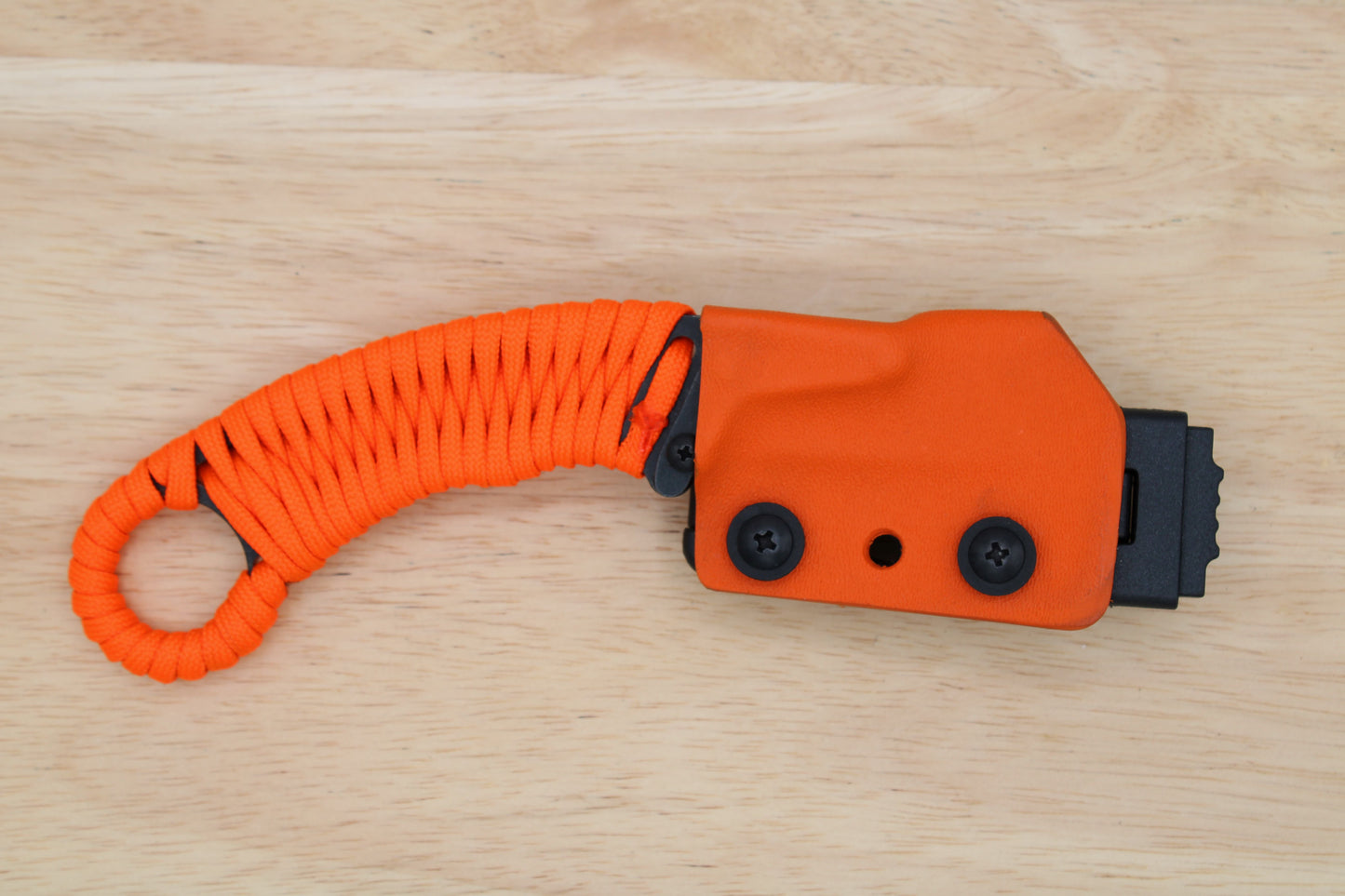 TD Tools Para-K.U.K - Fixed Blade Paracord Karambit Utility Knife Kydex Sheath - Orange Black Oxide