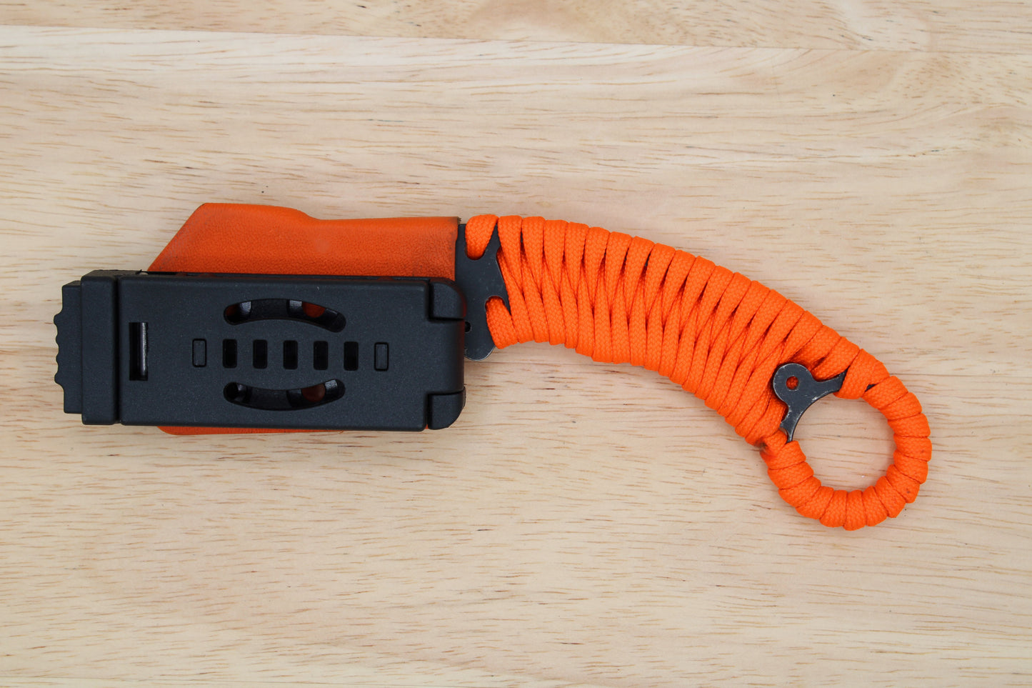 TD Tools Para-K.U.K - Fixed Blade Paracord Karambit Utility Knife Kydex Sheath - Orange Black Oxide