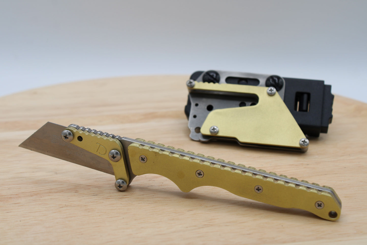 TD Tools Slim Fixed Utility Knife -  Brass Bead Blasted