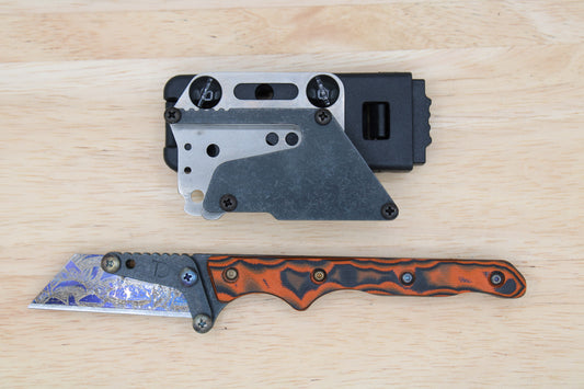 TD Tools Slim Fixed Utility Knife - Black / Orange G10 Black Oxide