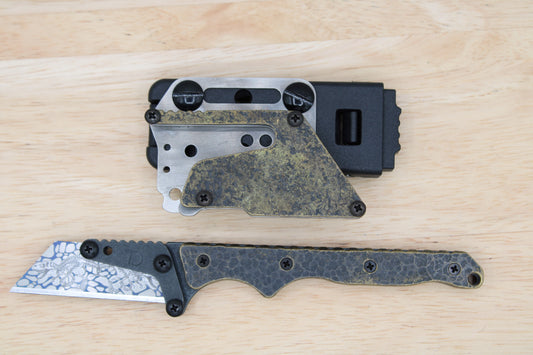 TD Tools Slim Fixed Utility Knife - Hammered Blackedend Brass Black Oxide