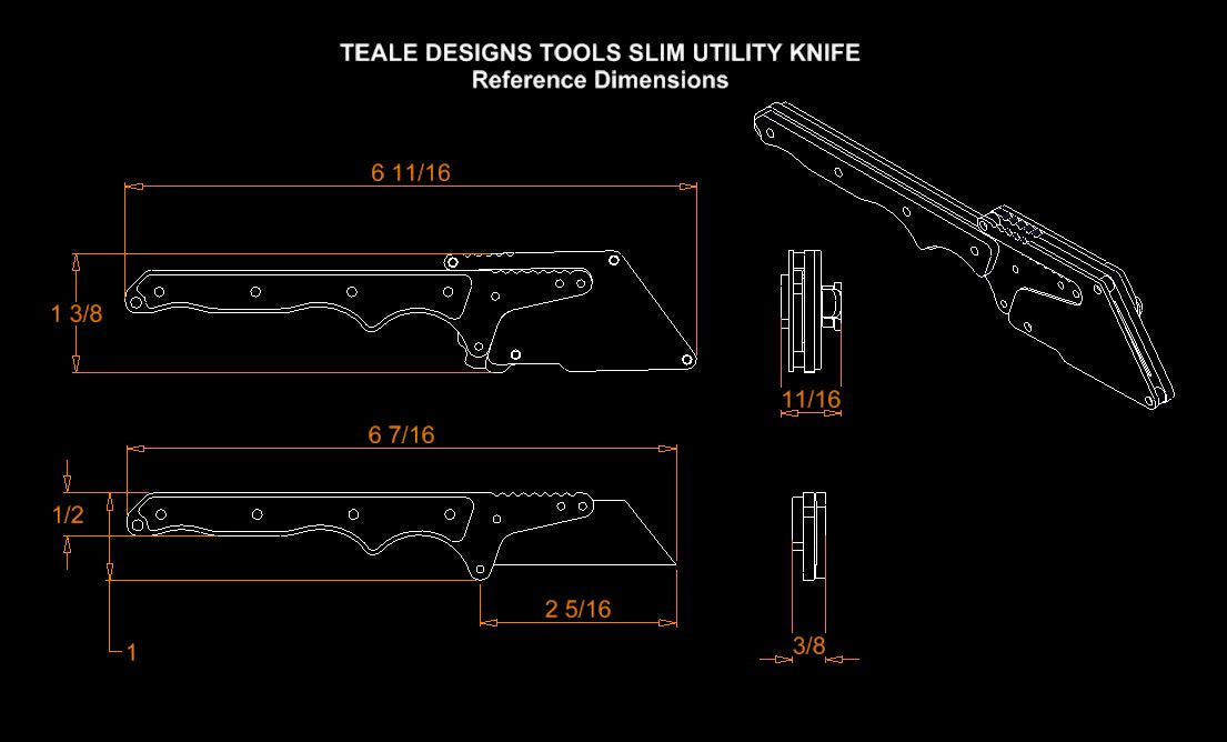 TD Tools Slim Fixed Utility Knife -  Brass Bead Blasted