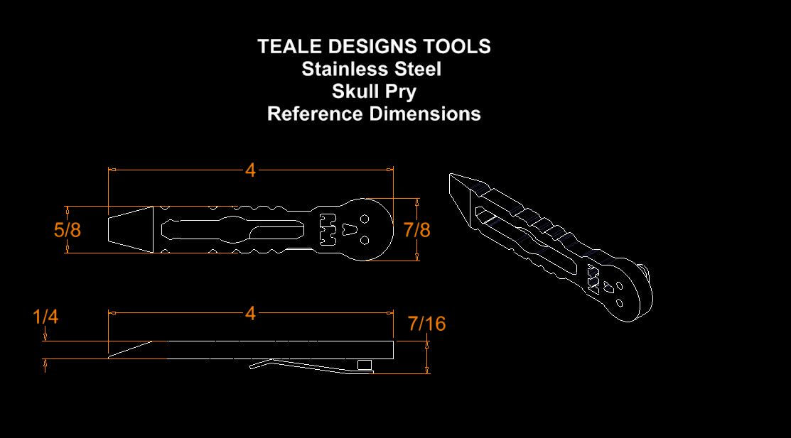 Teale Designs Tools Stainless Skull Pry  - Hammer Flamed